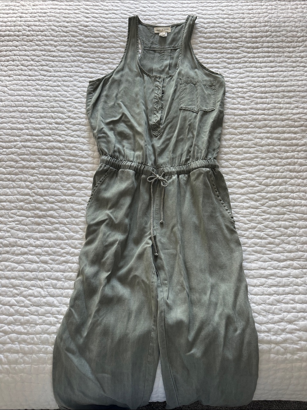Womenโs one piece romper- Cloth & Stone Washed Sage Green- Size M